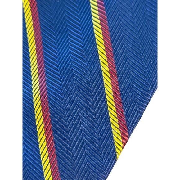 Brooks Brothers Makers USA Made Diagonal Striped Blue Neck Tie Silk Herringbone - Picture 8 of 12